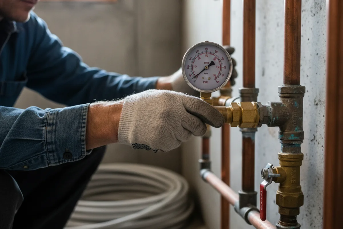 Pressure testing a repaired line during Water Line Repair in Hope Hull